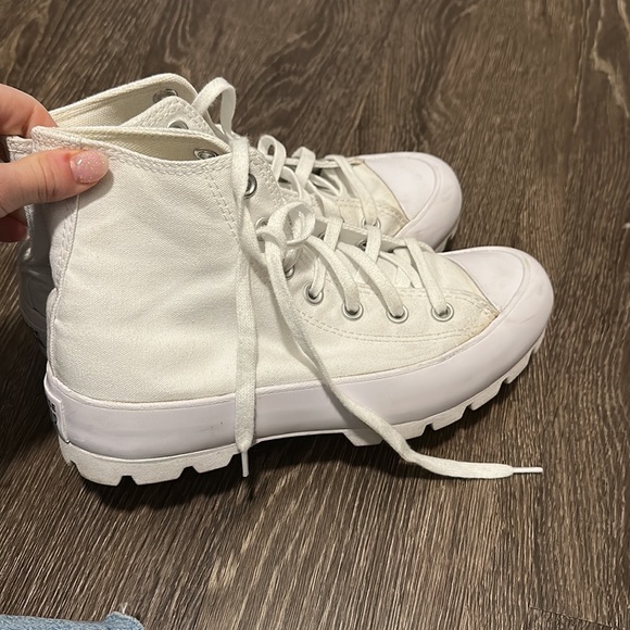 White Lugged Platform High Top Converse - Picture 5 of 8